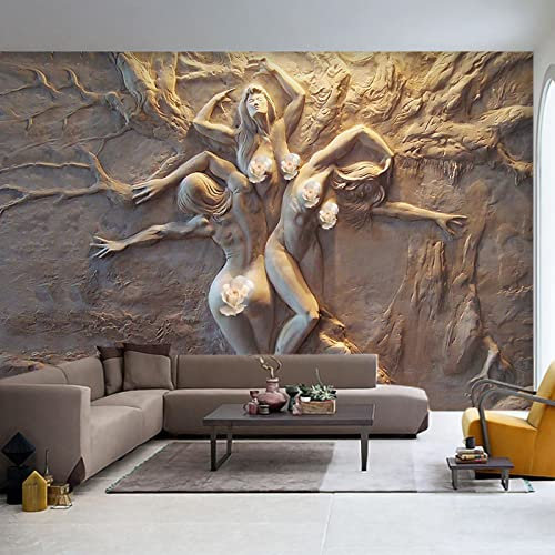 Vlies Fototapete Geprägtes Sexy Mädchen 3D Effekt Vlies Tapeten Wandtapete XXL Moderne Wanddeko Wohnzimmer Schlafzimmer Büro Flur 350 cm B x256 cm H