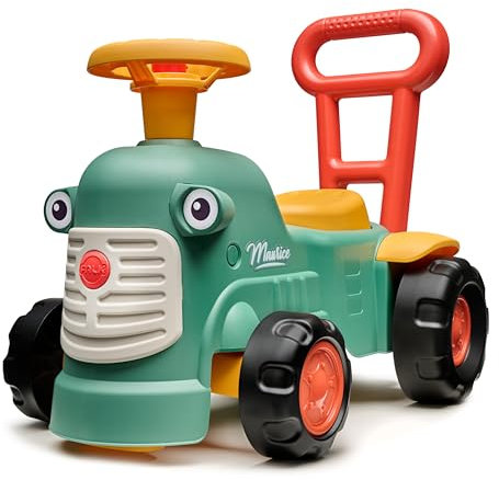 Falk - Porteur Tracteur Maurice Vert avec Barre Ergonomique d'aide à la Marche - Dès 12 Mois - 90% de Plastique recyclé - Fabriqué en France - 901