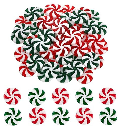 Molain 50 Stück Weihnachten Lutscher Ornament, Zuckerstange Lollipop Hängen Ornament ChristbaumschmuckWeihnachtskranz Deko Swirl Candy für Weihnachten Home Party Dekoration (Stil 2)
