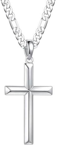 TINGN Kreuz Kette Herren - Silber 925 Kreuz Anhänger mit Kupferkette Halskette Herren Frauen Mädchen Geschenk Figarokette Kette Modeschmuck Geschenk für Männer Mädchen Frauen Tochter Sohn