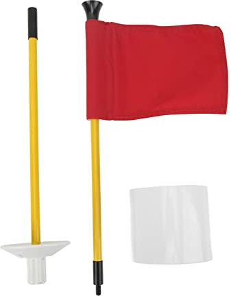 Fiberglass Golf Flag Stick Set Small and Convenient, Sturdy Flagpole, Easy Drainage for Home or Practice Greens with Tear Resistant Flagfor Kids or Juniors (Red)