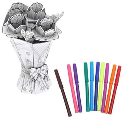 BESTonZON 1 Satz Dreidimensionale des Graffiti 3D Kunst Färbung Malerei Puzzle Kinder Montessori-Spielzeug Kinder-Graffiti-blüte Kinder-Graffiti- Malen Farbige Blumen Papier