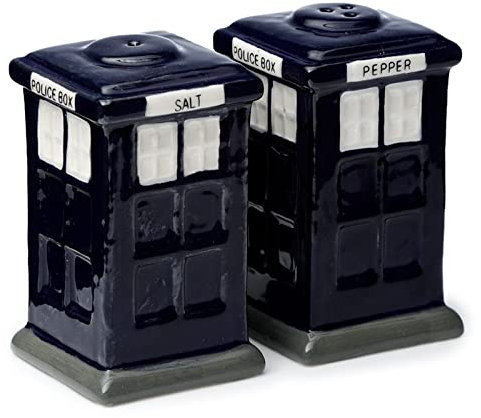 JMS we create smile - Salt and Pepper Shaker Set - Novelty Police Box London Ceramic Shaker for Home Kitchen Dining Table