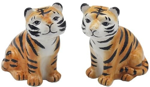 Lesser & Pavey Salt & Pepper Set for All Types of Kitchen | Ceramic Salt & Pepper Shaker Set | Lovely Salt & Pepper Pots | Salt Shaker & Pepper Shaker Suitable for Home (Tigers)