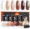 Modelones Nail Polish Set 6 Colors Brown Nude Silver Glitter Nail Polish Set Gray Quick Dry Neutral Nail Varnish Finger Nail Polish Manicure DIY Nail Art Salon Home For Women