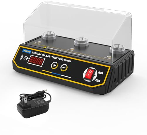 AUTOOL Comprobador de Bujías de Encendido del Motor de Automoción 200-9000rpm Frecuencia de Trabajo Ajustable, Tres Agujeros de Bujías Herramienta con Tapa Protectora