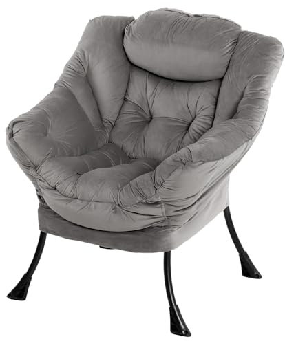AIMEZO Relaxsessel Sessel Relaxliege Freizeitsofa Wohnzimmer Sessel Stuhl Relax Loungesessel, Dick Gepolsterte Polsterung mit Metall-Stahlrahmen, Grau