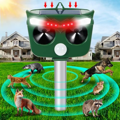 EUZLABBY Repelente de Topos solares,Ahuyentador de Topos ultrasónicos,Ahuyentador de Topos,5 Modos IP64 Impermeable,Repele Animales de Exterior como Gatos, Ratas, Perros, pájaros, Zorros.
