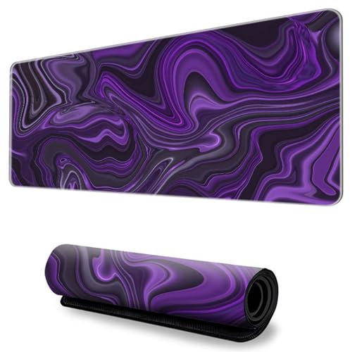 Hixingo Colorful Fluid Mouse Mat, Gaming Mouse Pad, 3D Large Mouse Mat, Mousepad with Stitched Edges, Non-Slip Rubber Base Mouse Pads for Office & Home (800x300x3mm,Purple 3)