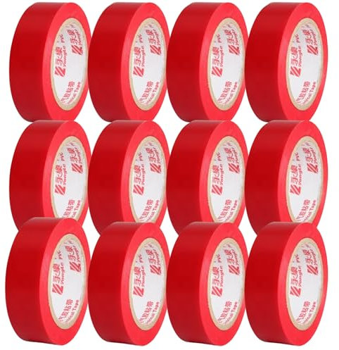 HomeBerg Cinta eléctrica roja, 19 mm x 10 m, resistente a la humedad y al calor, cinta roja de PVC fuerte autoadhesiva, cinta aislante eléctrica multiusos para cables eléctricos, bricolaje (rojo,