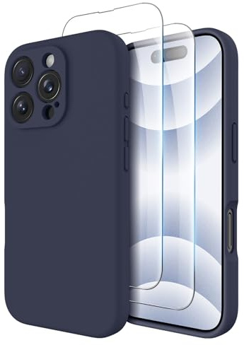 OTOFLY Compatible with iPhone 16 Pro Case with 2 Pack Screen Protectors, Compatible with MagSafe, Shockproof Military-Grade Protection, Magnetic Silicone 16 Pro Phone Case, Midnight Blue