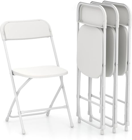 GIANTEX 4er Set Klappstuhl, Klappbare Esszimmerstühle mit Metallrahmen & Rückenlehne, Besucherstuhl für Party & Event, Gästestuhl bis 150kg