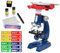 Kids Microscope With Phone Clip - Educational Science Kit for Beginners, 100X 400X 1200X Magnification, LED Light, 12 Prepared Slides, Blue