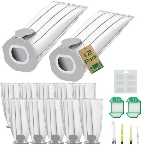 Aiuuee Lot de 12 Sacs Aspirateur pour Kobold VK7 VK7S FP7 FP7S, 12 Sac pour VK7 avec 2 Filtres Moteur + 6 Parfums + 3 Brosses + 1 Tournevis, Sacs Accessoires pour Vorwerk
