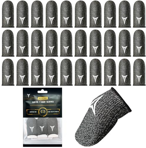 30 Stück Gaming-Fingerhüllen für mobiles Gaming, 0,3 mm Silberfaser, reibungslose Bedienung, schweißabweisend, extrem dünn, Nuozme Fingerhüllen für Mobiltelefone und Tablet-Geräte (schwarz)