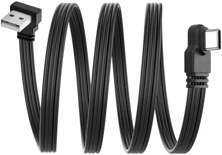 JSADZKJ Câble 90 degrés USB A vers USB C 2.0 Cordon de chargeur Câble USB plat à charge rapide 2A 480Mbps pour téléphone,d'ordinateur portable 50CM/1.6Ft (USB A Bas vers Type C Gauche/Droite)