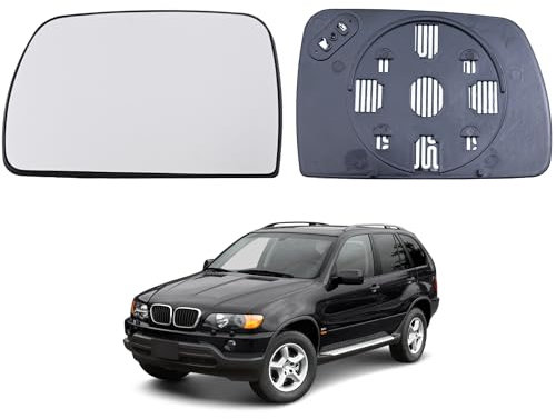 Hebstw Spiegelglas Ersatz für Bmw X5 E53 1998 1999 2000 2001 2002 2003 2004 2005 2006, Ersatz Spiegelglas Heizbar, Spiegelglas Außenspiegel Glas, Beheizbar Rückspiegelglas (Links)