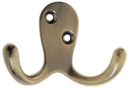 Thingymabob Antique Brass Effect Hooks - Various Styles (Antique Brass Basic Double Robe Hook)