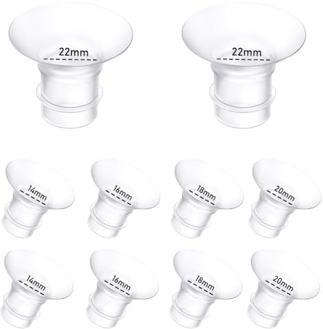 Lot de 10 inserts de bride de tire-lait – 14/16/18/20/22 mm pour Momcozy M5/M9/M6/S12 Pro/V1 Pro/V2 Pro, pour tire-lait Spectra/Eufy/Medela/Elvie/Lansinoh