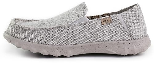 Kickback Couch Classic Men’s Canvas Slip On Loafers – Lightweight Casual Summer, Travel & Beach Shoes with Anti-Slip Sole - Relaxed Comfortable Fit for All Day Comfort - Oat Grey, UK 8