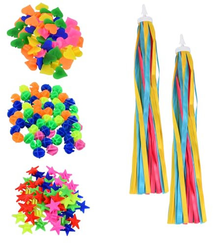 Fahrraddekorationen, 216-Teilige Gesprochene Perlen, 2-Teilige Lenkerleiter, Farbe Speichenperlen, Lenker Quasten-Dekorationen, Farbenfrohe Streamer, Geeignet für Jungen, Mädchen und Kinderfahrräder