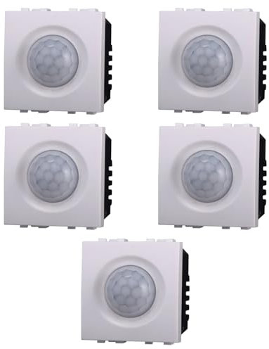 5x Sensore di movimento PIR, Moduli bianchi, Compatibile Con Vimar Arke', frutti, interruttori, pulsanti, deviatori, dimmer, sensori, PIR, buzzer, Per Placche originali e compatibili