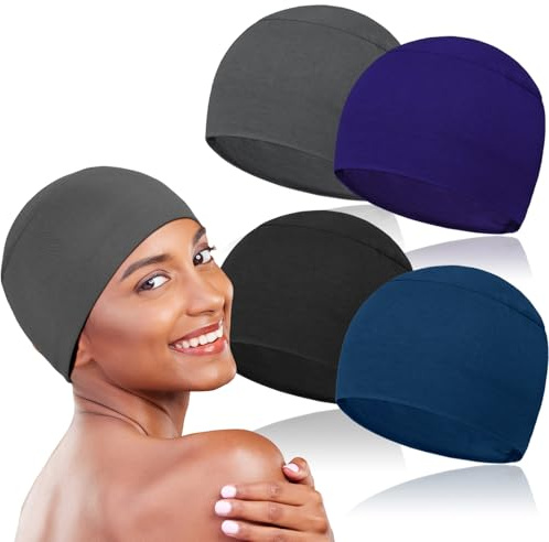TSKNOMO 4 Pcs Soft Chemo Headwear for Women, Lightweight Hair Cap for Sleep Chemo Caps Sleeping Cap for Chemo Hair Loss