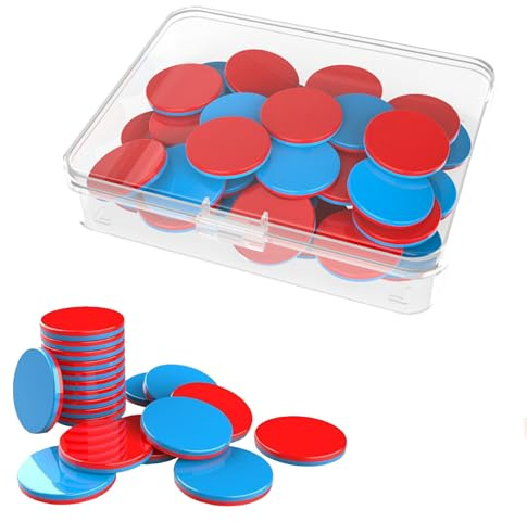 50 StüCk WendepläTtchen,Im Karton,Rechenkette 1.Klasse,Roter Und Blauer Kunststoff,Mathe-Wende-ZäHlchips SteckwüRfel Grundschule,Geeignet FüR Von Kindern In Der Grundschule
