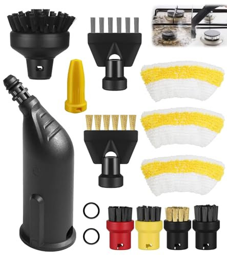 ZHEHNSA Karcher Lot de 14 accessoires pour nettoyeur vapeur Kärcher SC1 SC3 SC5 SC4 SC2 Accessoires de rechange pour buse manuelle, avec buse allongée, buse incurvée, brosse ronde, suceur plat