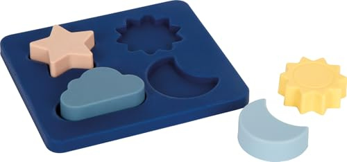 small Foot Silikon Setzpuzzle, 4-teiliges Steckspiel, BPA-frei, Wasserspielzeug, Motorikspielzeug für Babys ab 1 Jahr, 12752