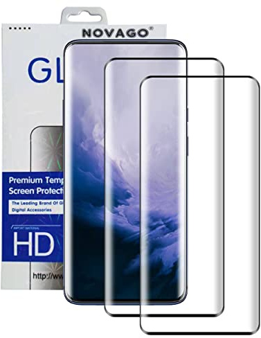 NOVAGO compatible avec OnePlus 7 Pro / 1+7 Pro et OnePlus 7t Pro/1+7t Pro- pack de 2 Films protection écran verre trempé résistant 3D incurvé
