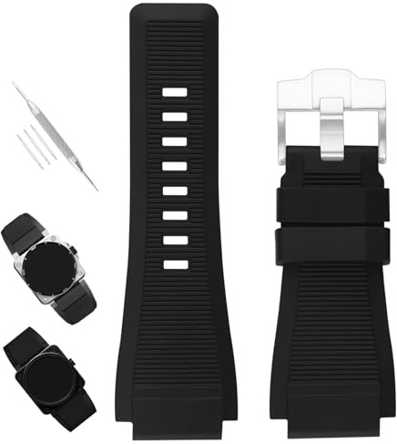 XIW Uhrband Compatible for 24mm*33mm Bell & Ross B&R BR-01 BR01 BR-03 BR03 BR03-92 Diver Uhrenarmband Silikon-Gummi Watch Band Replacement for men Armband Strap women Bracelet