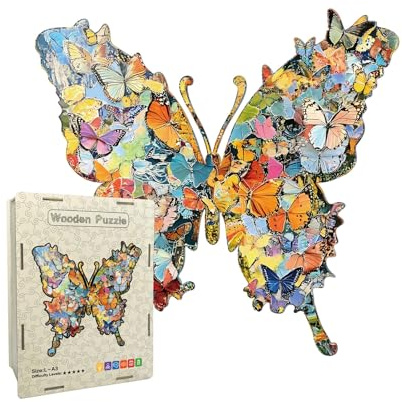 Puzzle aus Holz, 162 oder 118 Teile in Form eines Schmetterlings, Anti-Stress-Spielzeug, zum Lernen zu Hause, Vorschule, Stress-Test für das Gehirn der Familie und Hobbys