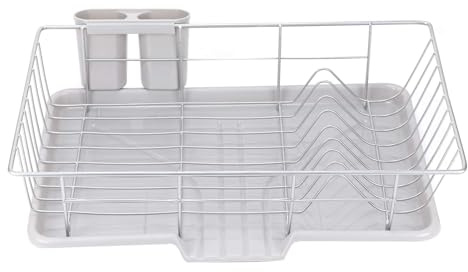 GREENSAPPIRE Dish Drying Rack – Large Wire Plate Drainer with Cutlery Holder & Elevated Design for Kitchen Sink