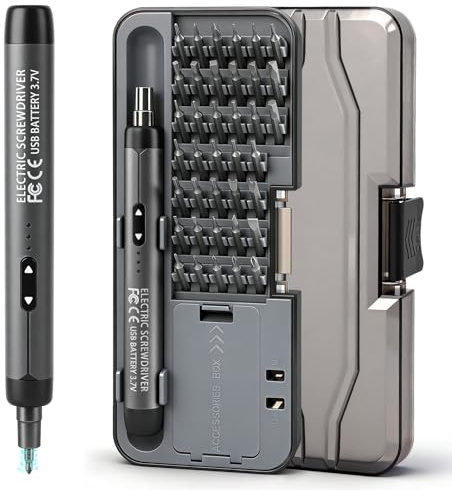 Destornillador Eléctrico Precision, 46 en 1 Mini Destornillador Eléctrico con 38 Puntas de Acero Magnético S2 para Teléfonos, PC, Anteojos, Relojes, Regalos Originales para Hombre Papá