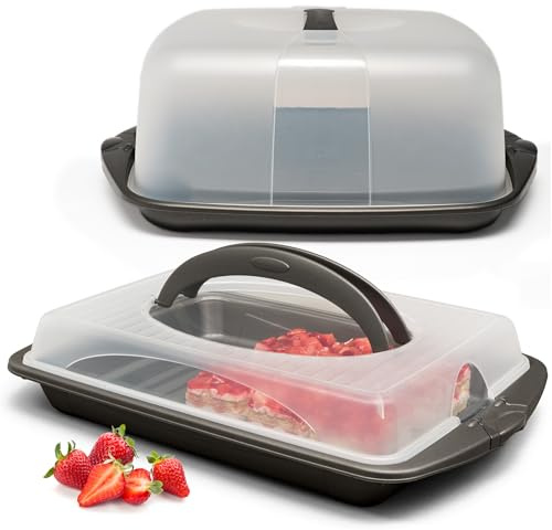 Hausfelder Kuchen Transportbox Set Blechkuchen & quadratisch, BPA-frei | Kuchenbehälter mit Deckel für Blechkuchen, Transport & Aufbewahrung, BPA-frei