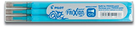 Pilot Refills for Frixion Point Rollerball 0.5 mm (Pack of 3) - Light Blue