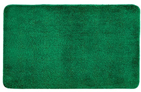 Allure Luxury Deep Pile Microfibre Bath Mat, Non-Slip, 50 x 80cm, Quick Dry & Easy Care (Dark Green)