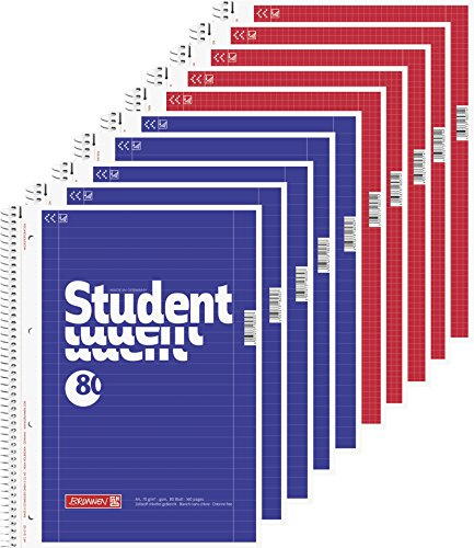 10 Brunnen Collegeblöcke Student A4 Lineatur 27, liniert 80 Blatt + 10 Brunnen Collegeblöcke Student A4 Lineatur 28 kariert , 80 Blatt weiß