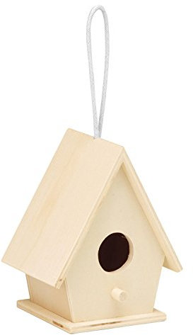 Glorex 6 2003 332 - Vogelhäuschen aus Pappelholz, mit 1 Loch, ca. 10 x 7,5 x 12,5 cm groß, FSC Mix, zum Selbst bemalen, gestalten und verzieren