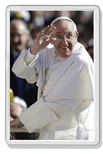 AWS Santino Magnet aus hartem PVC, Papa Französisch Lächeln Souvenir Fridge Magnet Kühlschrankmagnet aus Hartplastik mit Bild Jorge Mario Bergoglio Papa Francesco I Primo