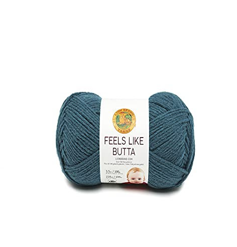 Lion Brand Yarn Feels Like Butta, Soft, Worsted Weight Yarn for Knitting, Crochet, and Crafts, Teal, 1 Pack