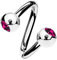 viva-adorno® Lippenpiercing Chirurgenstahl Labret Spirale Twister Kristall Doppelkugel Twist Z336, Fuchsia