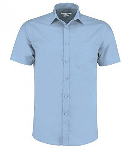 Kustom Kit Mens Short Sleeve Tailored Poplin Shirt (18) (Light Blue)