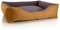BedDog Hundebett Teddy, Hundesofa aus Cordura und Microfaser-Velours, waschbares Hundebett mit Rand, Hundekissen Vier-eckig, für drinnen, draußen, Größe XL, Gold-braun