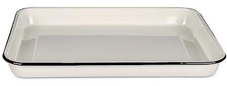Tablecraft 80012 - Bandeja esmaltada para servir (porcelana vitrificada, acero recubierto de esmalte), color blanco