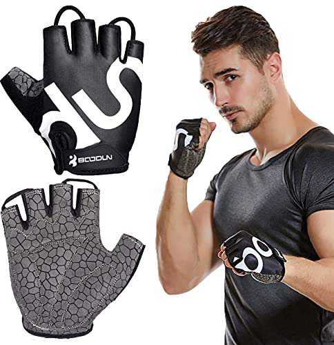 Neusky Fahrradhandschuhe für Männer & Frauen, Radsporthandschuhe Mountainbike Handschuhe Trainingshandschuhe für Damen und Herren, Ideal Fingerlos Handschuhe für MTB, Fitness und Sport (Schwarz, L)