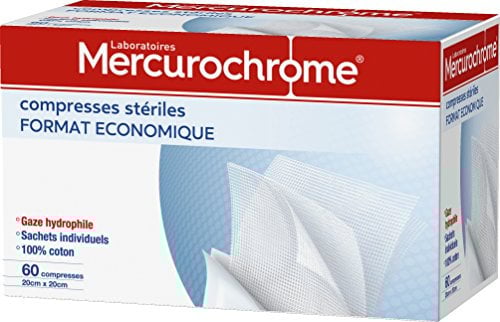 Compresses stériles Mercurochrome - 60 unités