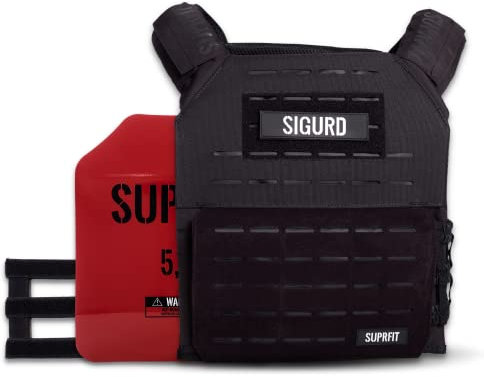 SUPRFIT - Sigurd 3D Gewichtsweste mit 2 x 2.6 kg für Calisthenics, Krafttraining & Crossfit - Verstellbare Weight Vest für bis zu 17 kg - Unisex Trainingsweste mit Gewichten - Weighted Vest Schwarz