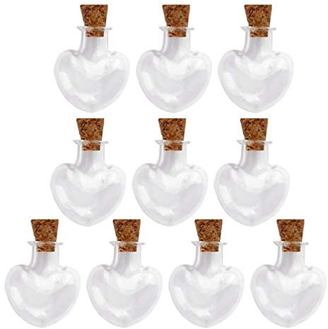 Garneck 10pcs Wishing Bottle Mini Message Jar Mini Glass Bottles with Cork Stoppers Message Bottles Milk Container Heart Shape Wish Bottle Pack High Borosilicate Glass Drifting Bottle